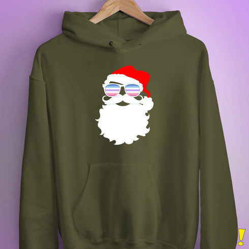 santa cutout bigenderSanta’s Bigender Pride Flag Shades Hoodie - Army
